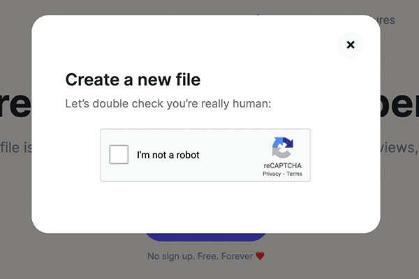 File creation popup